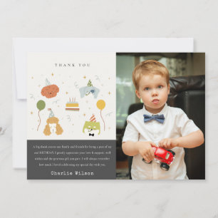 Cute Kids Party Puppy Dogs Photo Any Age Birthday Thank You Card