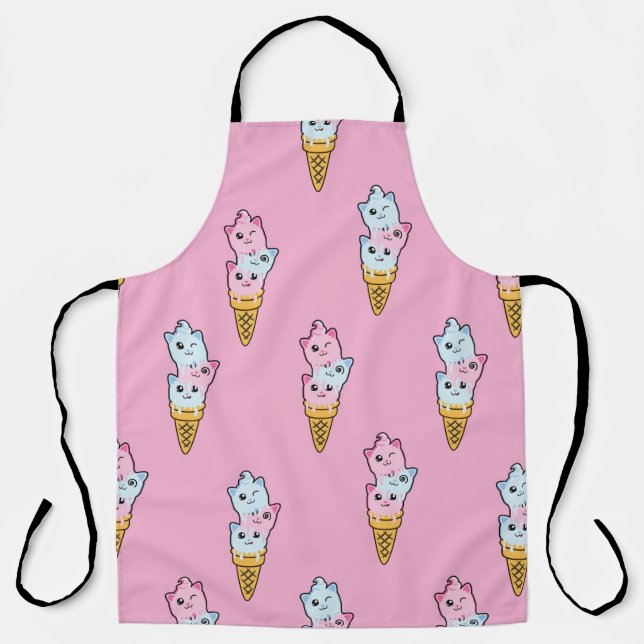Cute kids pattern Colourful ice cream on the abstr Apron (Front)