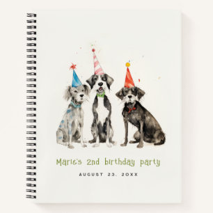 Cute Kids Pawty Dog Birthday Party Guestbook Notebook