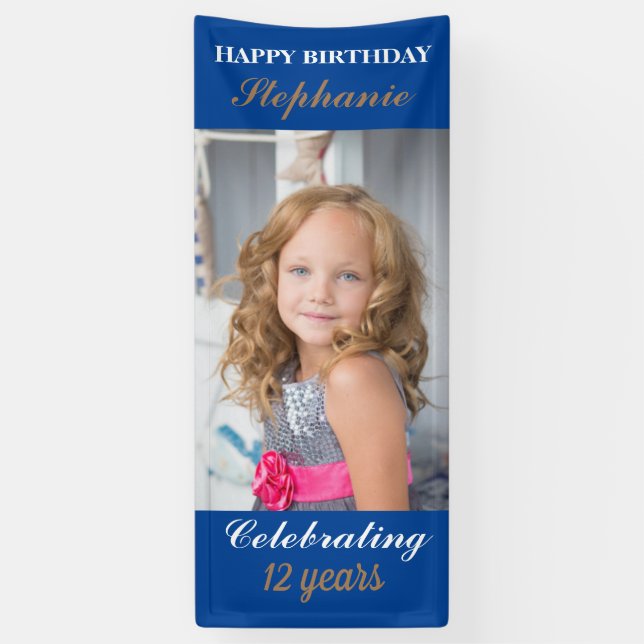 Cute Kids Personalised Happy Birthday Party  Banner (Vertical)