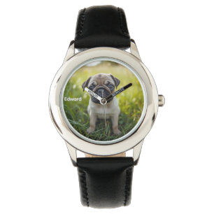 Cute Kid's Personalised Pug Watch