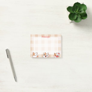 Cute Kids Personalizable Name Manga Cartoon Cat Post-it Notes