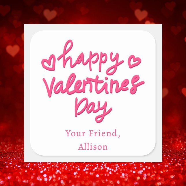 Cute Kids Pink Valentines Square Sticker (Creator Uploaded)