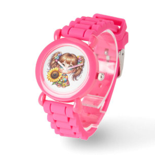 Cute Kids Pink Watch Adorable Cartoon Design