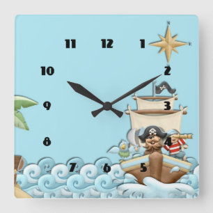cute kids pirate Wall Clock