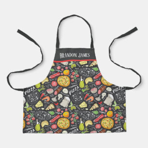 cute kids pizza baking add name apron