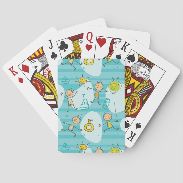 Cute kids playing on the beach pattern cards (Back)
