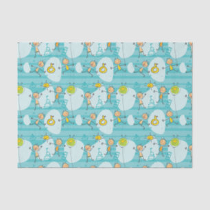 Cute kids playing on the beach pattern tissue paper
