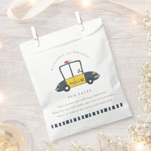 Cute Kids Police Car Any Age Birthday Fun Facts Favour Bags