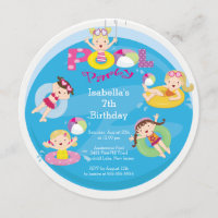 Cute Kid's Pool Birthday Party Invitation