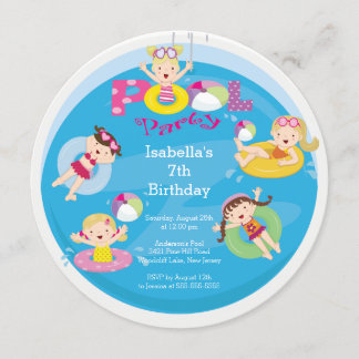 Cute Kid's Pool Birthday Party Invitation