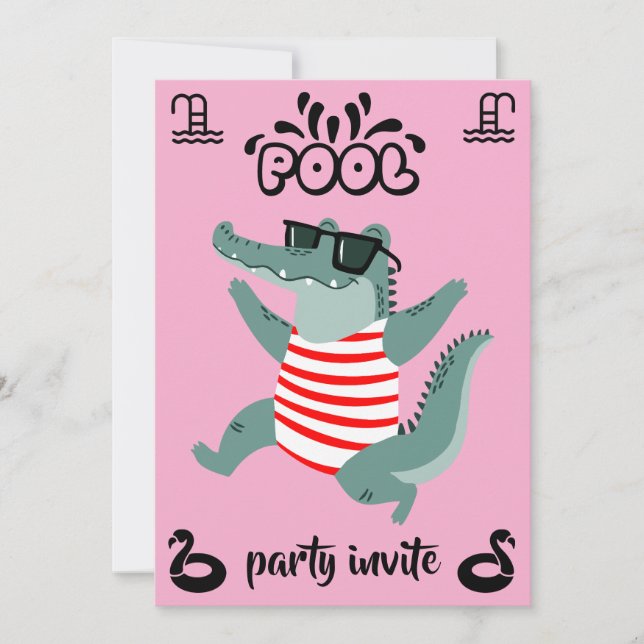 Cute Kids Pool Birthday Party invite (Front)
