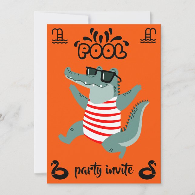Cute Kids Pool Birthday Party invite (Front)