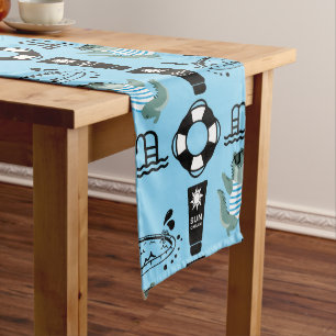 Cute Kids Pool Birthday Party invite Long Table Runner
