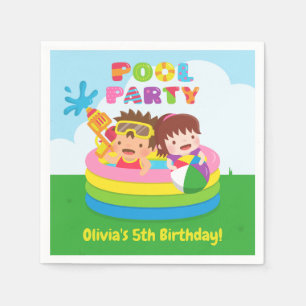 Cute Kids Pool Birthday Party Supplies Napkins