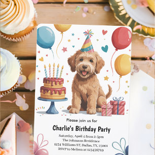 Cute Kids Puppy Dog Birthday Party Invitation