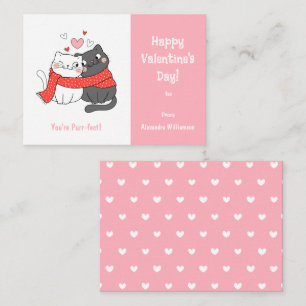 Cute Kids Purr-fect Cat Valentines Day Pink Card