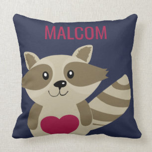 Cute Kids Racoon Woodland Animal Personalised Cushion