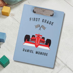 Cute Kids Red Racing Car School  Clipboard