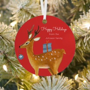 Cute kids reindeer christmas metal tree decoration