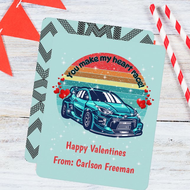 Cute Kids Retro Sun Valentines Car Card (Creator Uploaded)