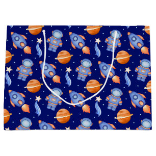 Cute Kids Rocket Ships & Astronaut Large Gift Bag