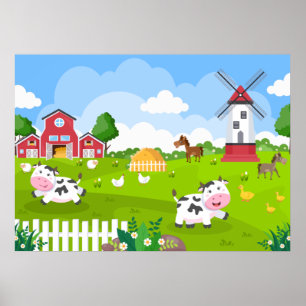 cute kids room Farm house Poster