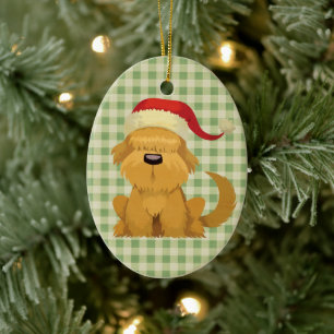 Cute Kids Santa Puppy Christmas Ceramic Tree Decoration