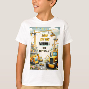 cute kids Simple construction trucks 1st birthday T-Shirt