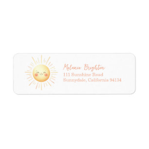 Cute Kids Smiling Watercolor Sun Return Address