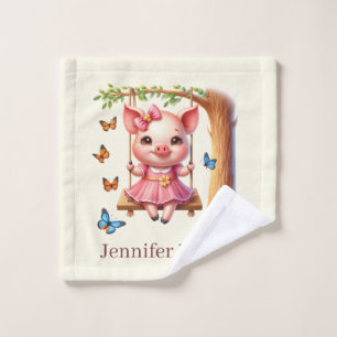 Cute kids special add name pig girls wash cloth