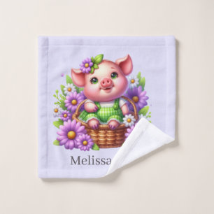 Cute kids special add name pig girls  wash cloth