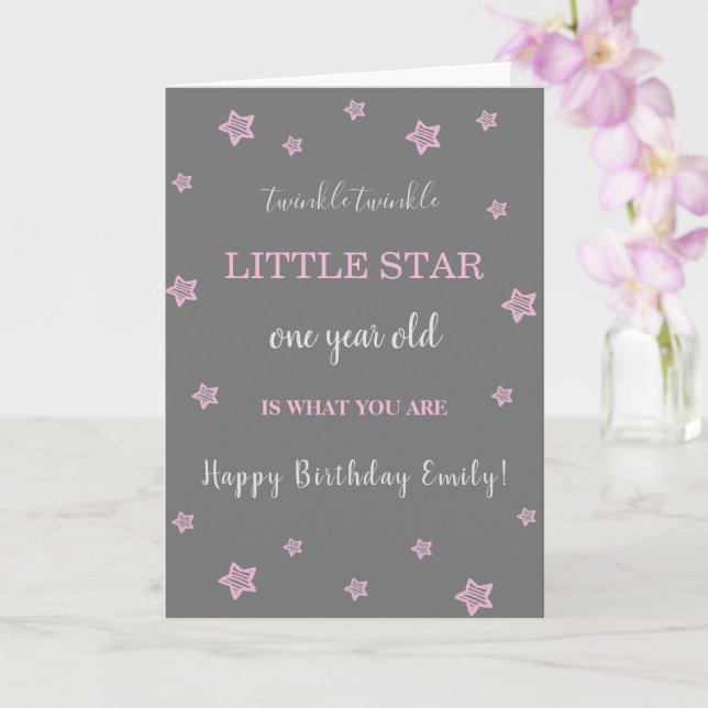 cute kids stars nursery rhyme happy birthday card (Orchid)