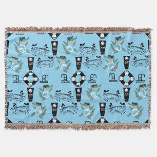 Cute Kids Swimming And Beach Accessory Throw Blanket