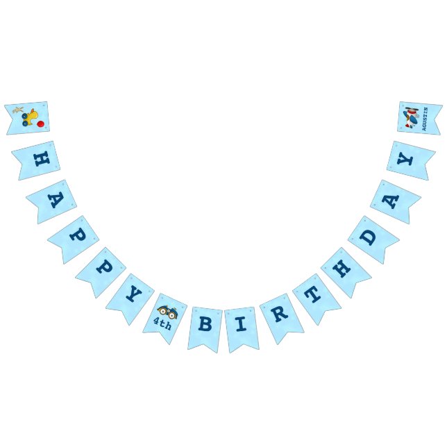 Cute Kids Toys Happy 4th Birthday Party  Bunting (All)