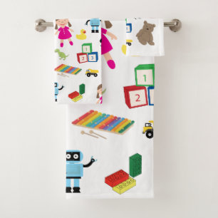 Cute Kids Toys Pattern Bath Towel Set