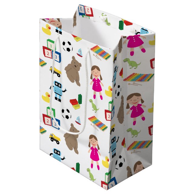 Cute Kids Toys Pattern Medium Gift Bag (Front Angled)