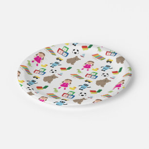 Cute Kids Toys Pattern Paper Plate