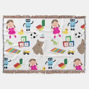 Cute Kids Toys Pattern Throw Blanket