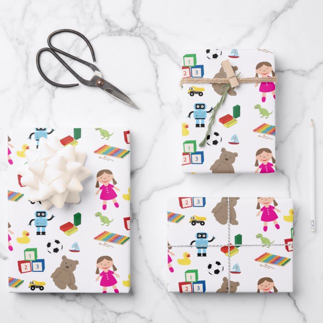 Cute Kids Toys Pattern  Wrapping Paper Sheet (Front)