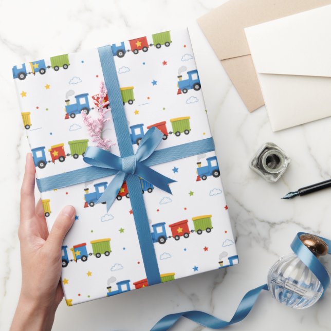 Cute Kids Train Pattern for Boys Birthday Gift Wrapping Paper (Gifting)