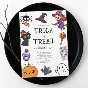Cute Kids Trick or Treat Halloween Costume Party Invitation