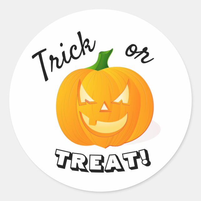 Cute Kids Trick or Treat Pumpkin Classic Round Sticker (Front)