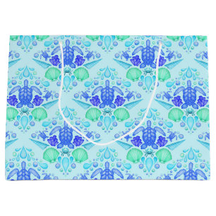 Cute Kids Tropical Blue Ocean Sea Turtle  Large Gift Bag