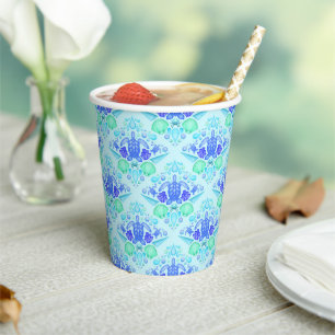 Cute Kids Tropical Blue Ocean Sea Turtle Paper Cups