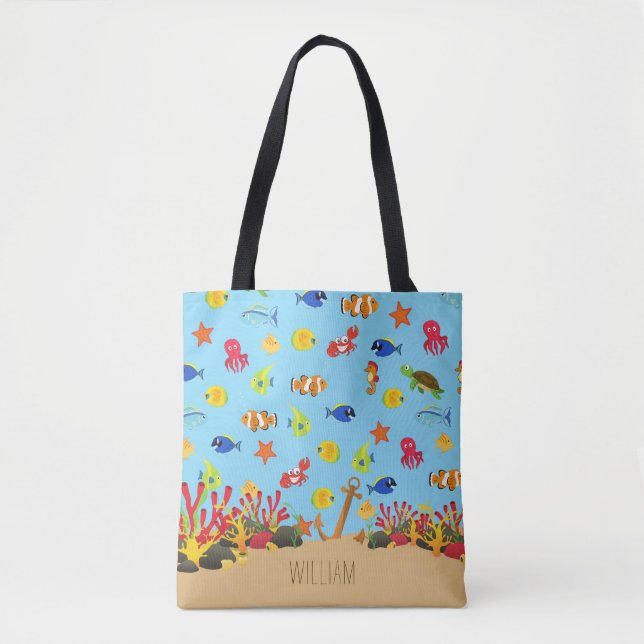 Cute Kid's Under the Sea Tote Bag (Front)