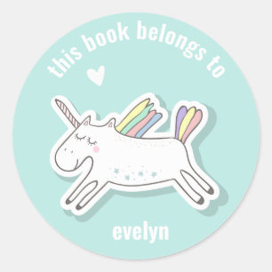 Cute Kids Unicorn Back to School Classic Round Sticker