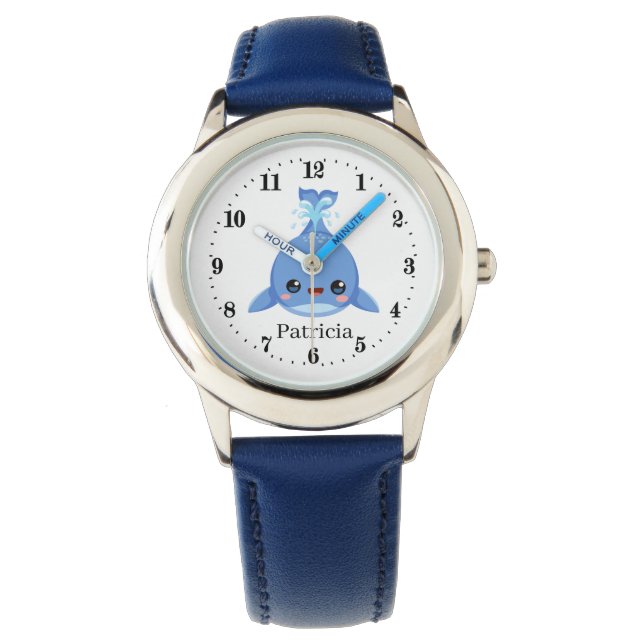 cute kids unisex whale add name watch (Front)