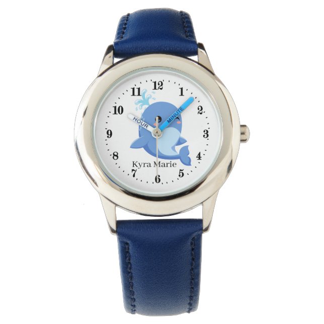cute kids unisex whale add name Watch  (Front)