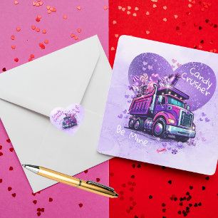 Cute Kids Valentine Purple Truck and Cheeky Poem Card